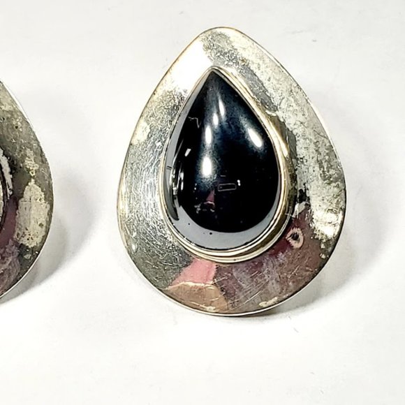 Vtg Zuni Sensa Eustace Sterling Hematite Earrings - Picture 6 of 8